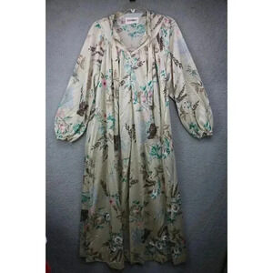 Shadowline Vintage Half Zip Long Gown-Long Sleeves-Size Small-100% Nylon